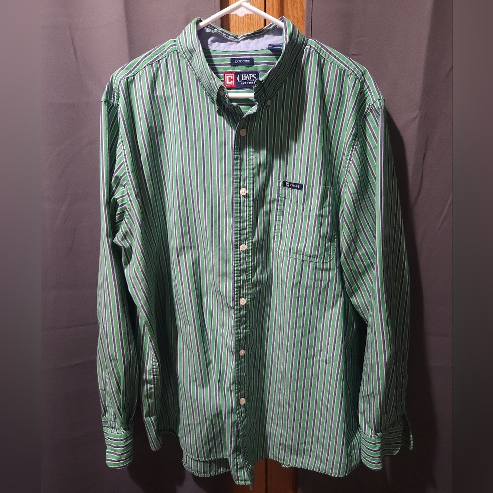 Chaps Men's Polo with Green and Blue Stripes